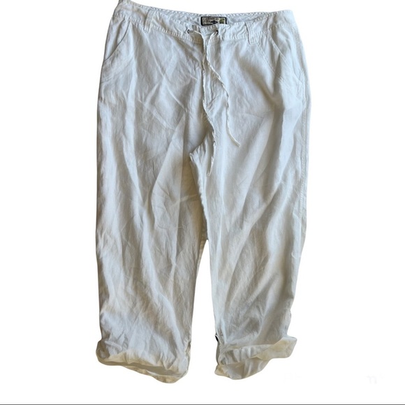 Caribbean Joe Linen White Cropped Pants Size 16 - Picture 3 of 8